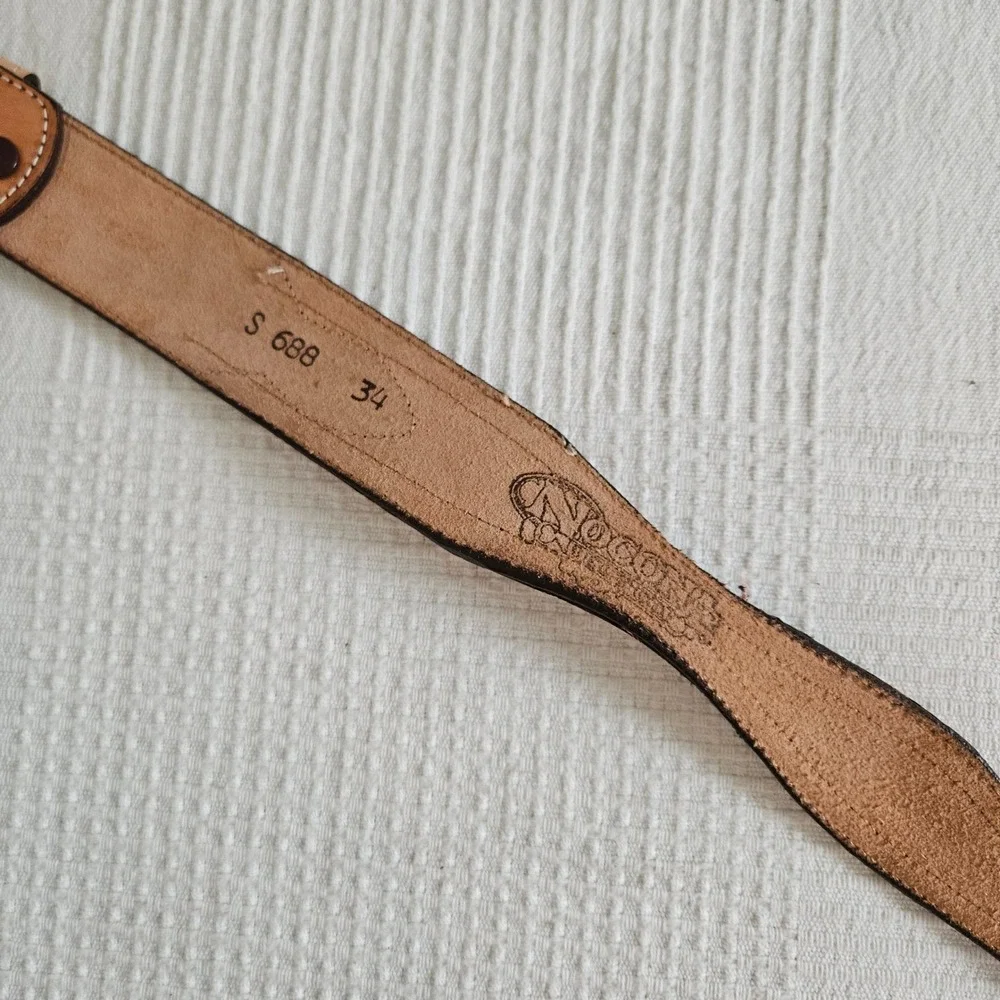 Nocona Multicolor Woven Inset Leather‎ Belt Sz 34 Tan Brown